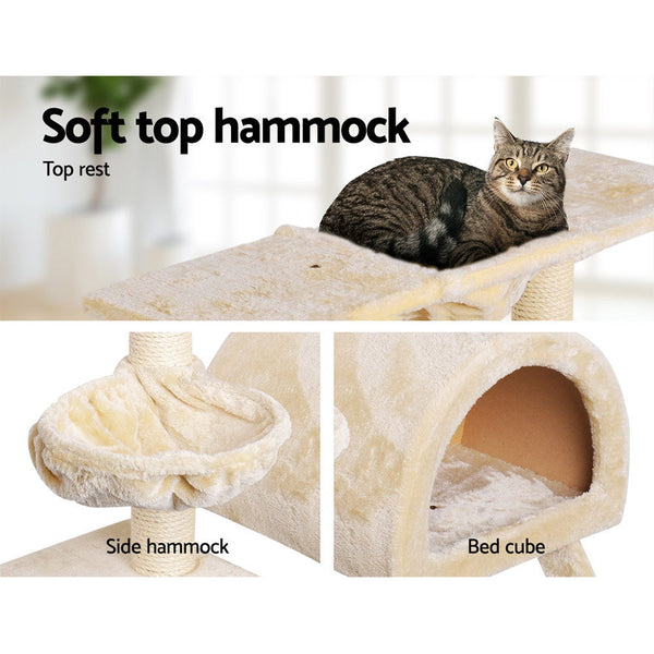 I.Pet Cat Tree 100Cm Tower Scratching Post Scratcher Condo House Trees Bed Beige Furniture & Scratchers