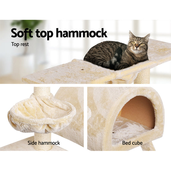 I.Pet Cat Tree 100Cm Tower Scratching Post Scratcher Condo House Trees Bed Beige Furniture & Scratchers