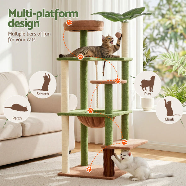 I.Pet 152Cm Jungle Cat Tree Tower With Canopy Scratching Posts & Cradle Furniture & Scratchers
