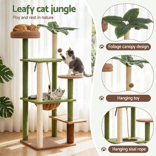I.Pet 152Cm Jungle Cat Tree Tower With Canopy Scratching Posts & Cradle Furniture & Scratchers