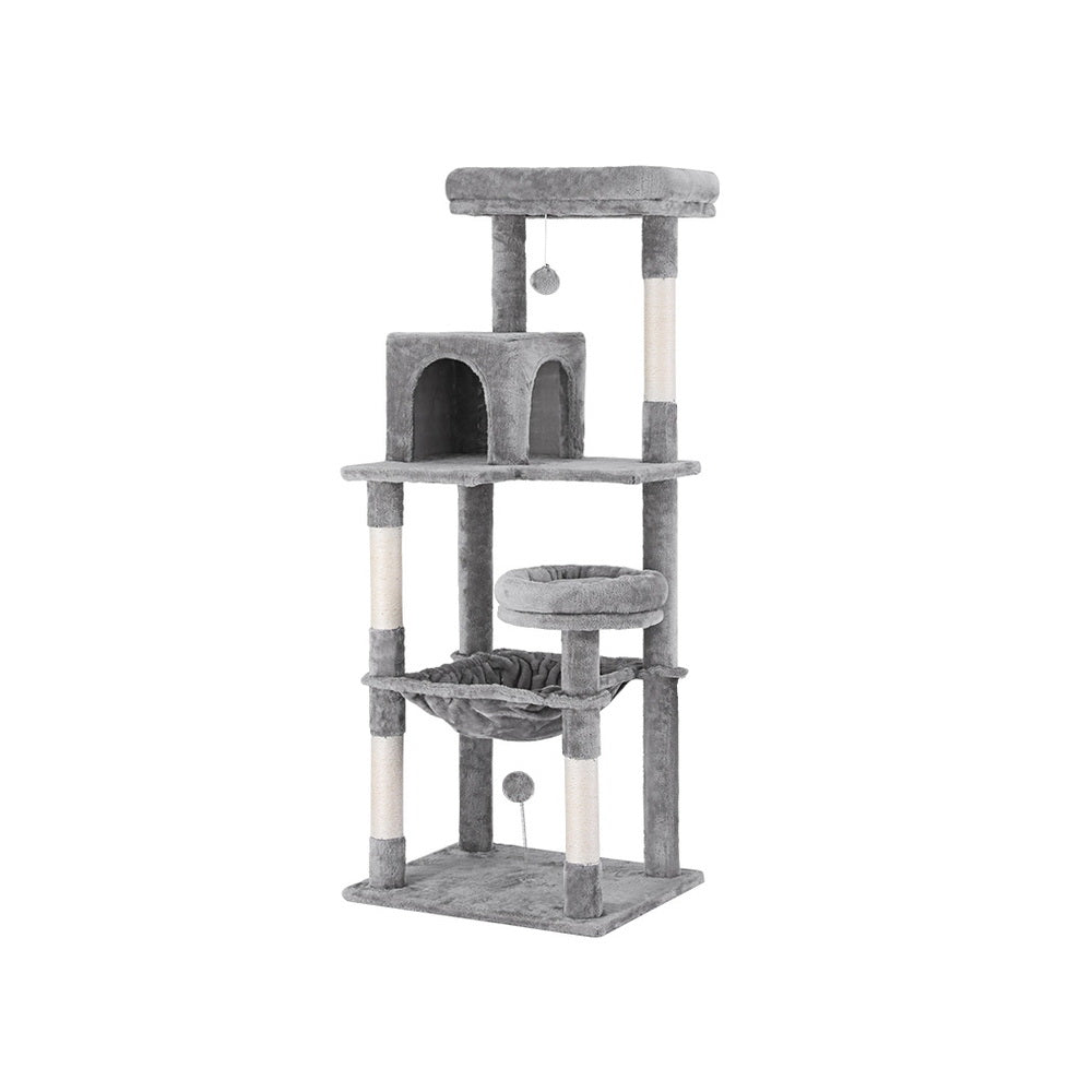 I.Pet Cat Tree Tower Scratching Post Scratcher 143Cm Condo House Trees Grey Furniture & Scratchers