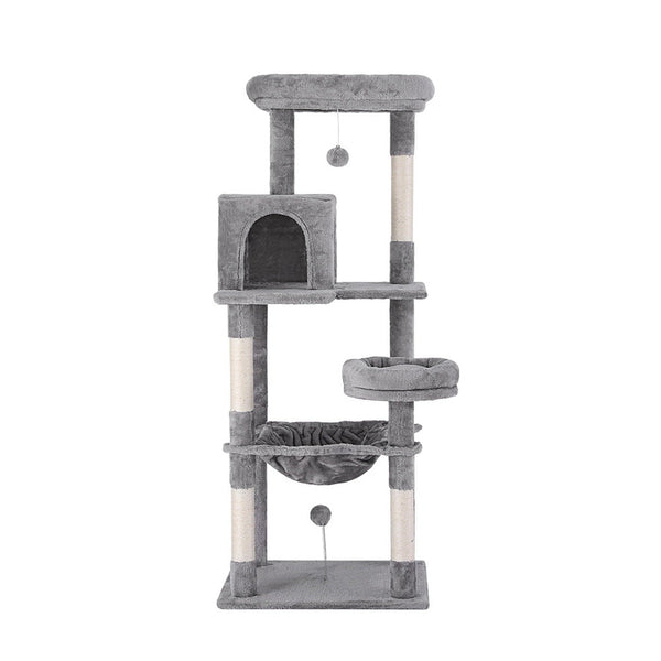I.Pet Cat Tree Tower Scratching Post Scratcher 143Cm Condo House Trees Grey Furniture & Scratchers