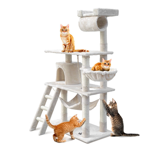 I.Pet Cat Tree 141Cm Tower Scratching Post Scratcher Condo Wood House Bed Furniture & Scratchers