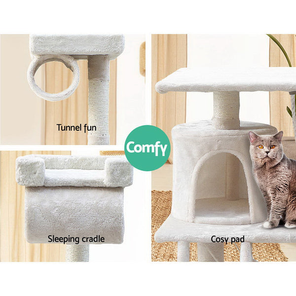I.Pet Cat Tree 141Cm Tower Scratching Post Scratcher Condo Wood House Bed Furniture & Scratchers