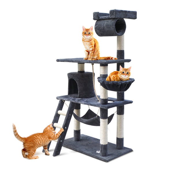 I.Pet Cat Tree 141Cm Tower Scratching Post Scratcher Condo Wood House Bed Furniture & Scratchers