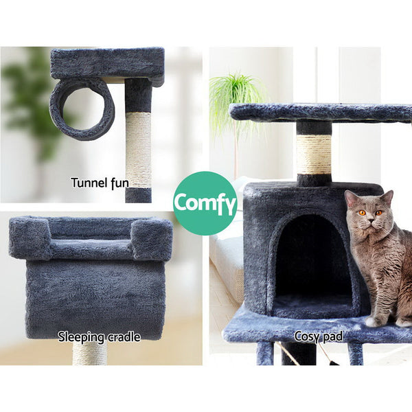 I.Pet Cat Tree 141Cm Tower Scratching Post Scratcher Condo Wood House Bed Furniture & Scratchers