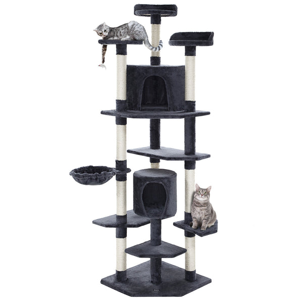 I.Pet Cat Tree 203Cm Tower Scratching Post Scratcher Condo Trees House Bed Grey Furniture & Scratchers