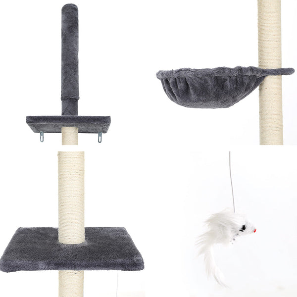 I.Pet Cat Tree 260Cm Tower Scratching Post Scratcher Floor Ceiling Cats Bed Dark Grey Furniture & Scratchers
