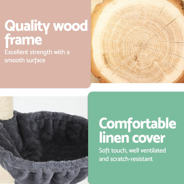 Furniture & Scratchers I.Pet Cat Tree 260Cm Tower Scratching Post Scratcher Floor Ceiling Cats Bed Dark Grey