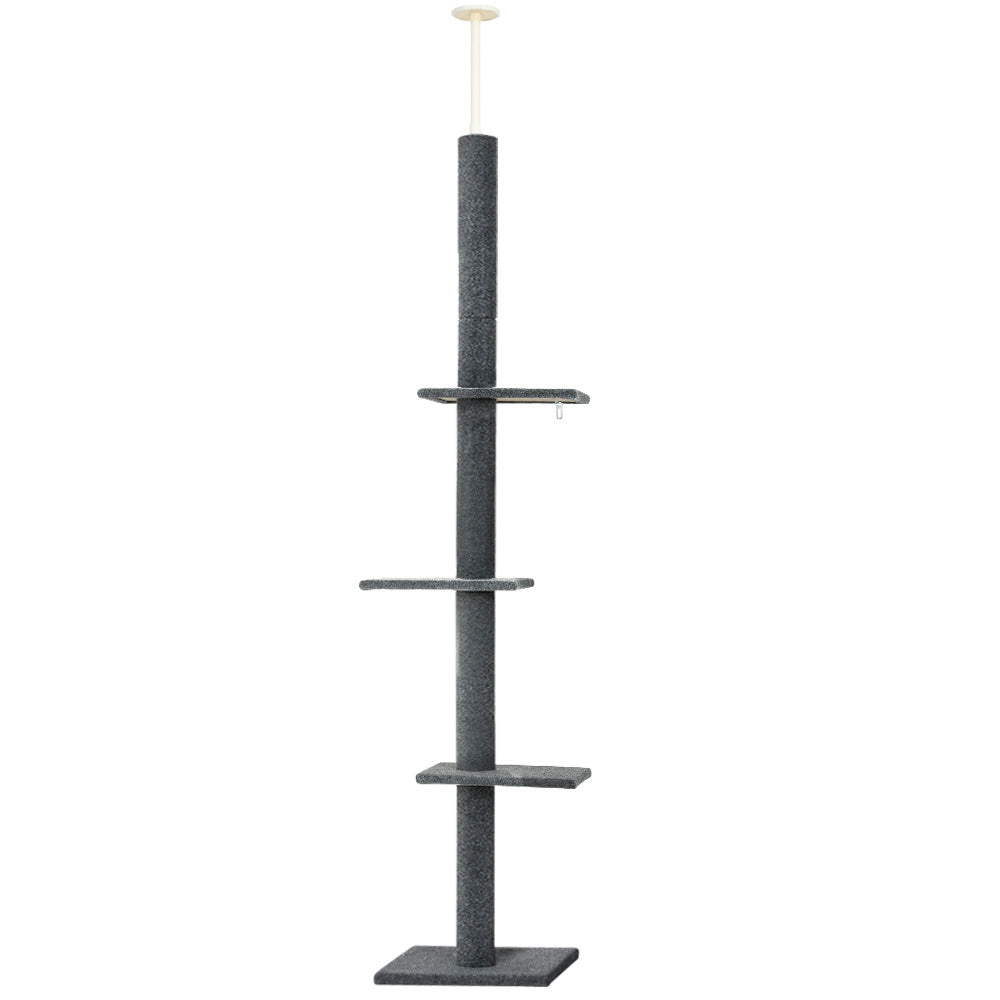 I.Pet Cat Tree 290Cm Tower Scratching Post Scratcher Floor Ceiling Cats Bed Grey Furniture & Scratchers