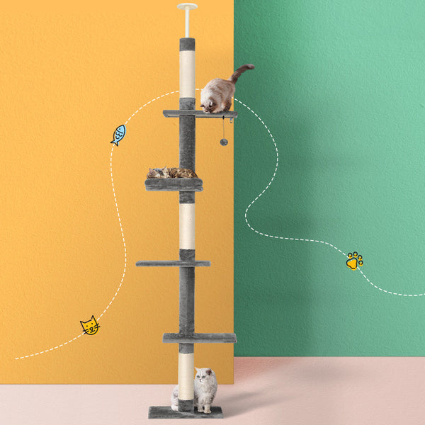 I.Pet Cat Tree 290Cm Tower Scratching Post Scratcher Floor Ceiling Cats Bed Furniture & Scratchers