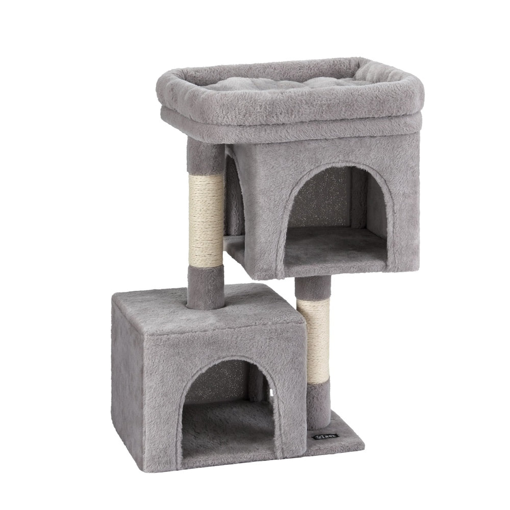 I.Pet Cat Tree 67Cm Tower Scratching Post Trees Scratcher Condo House Light Grey Furniture & Scratchers
