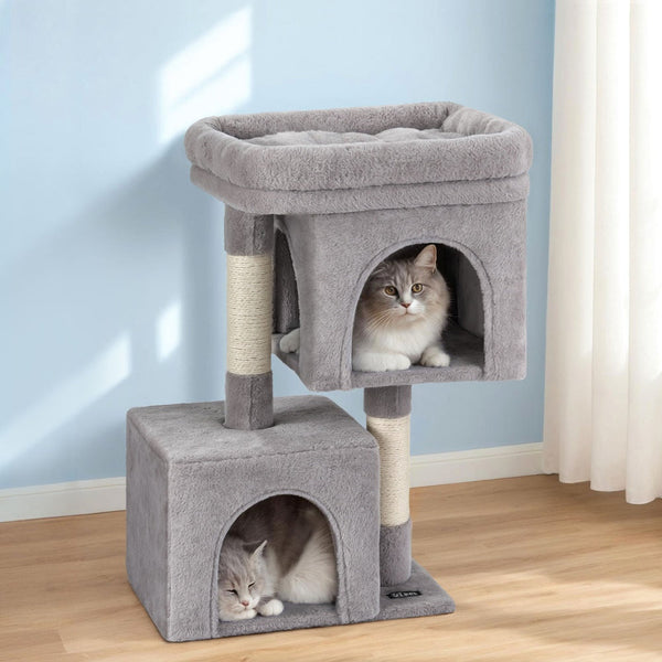 I.Pet Cat Tree 67Cm Tower Scratching Post Trees Scratcher Condo House Light Grey Furniture & Scratchers