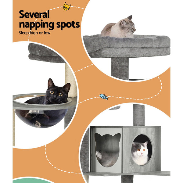 I.Pet Cat Tree 178Cm Tower Scratching Post Scratcher Wood Bed Condo House Ladder Furniture & Scratchers