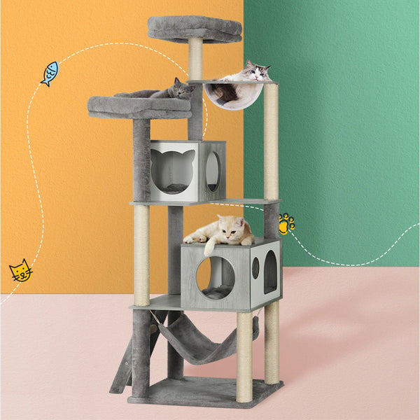 I.Pet Cat Tree 178Cm Tower Scratching Post Scratcher Wood Bed Condo House Ladder Furniture & Scratchers