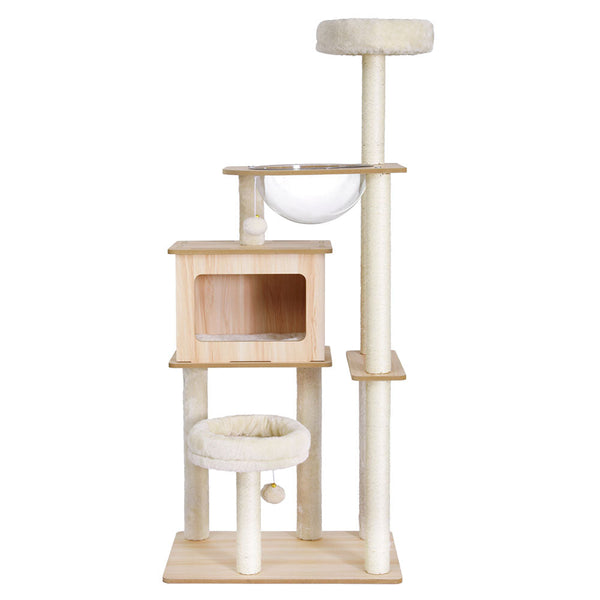 I.Pet Cat Tree Tower Scratching Post Scratcher 142Cm Wood Bed Condo House Furniture & Scratchers