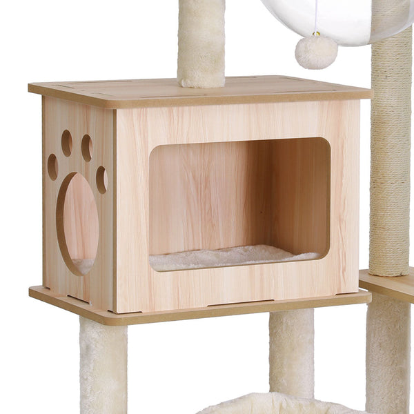 I.Pet Cat Tree Tower Scratching Post Scratcher 142Cm Wood Bed Condo House Furniture & Scratchers
