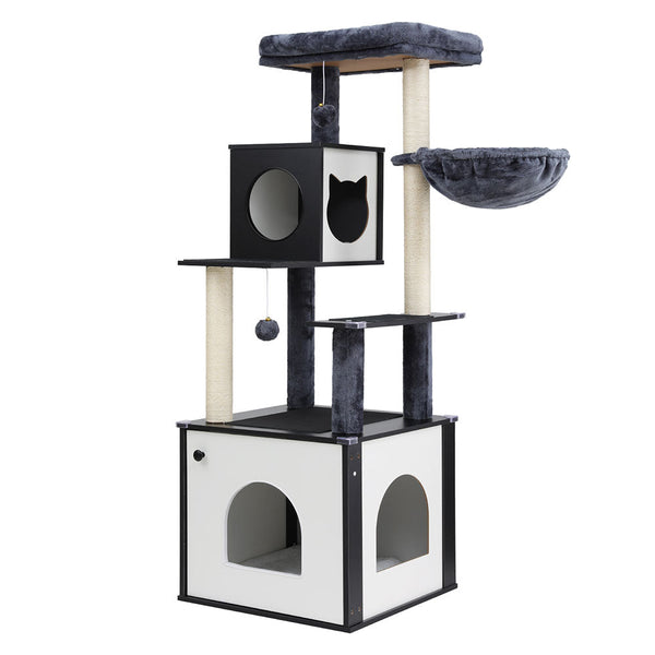 I.Pet Cat Tree Tower Scratching Post Scratcher 144Cm Wood Bed Condo House Cabinet Furniture & Scratchers