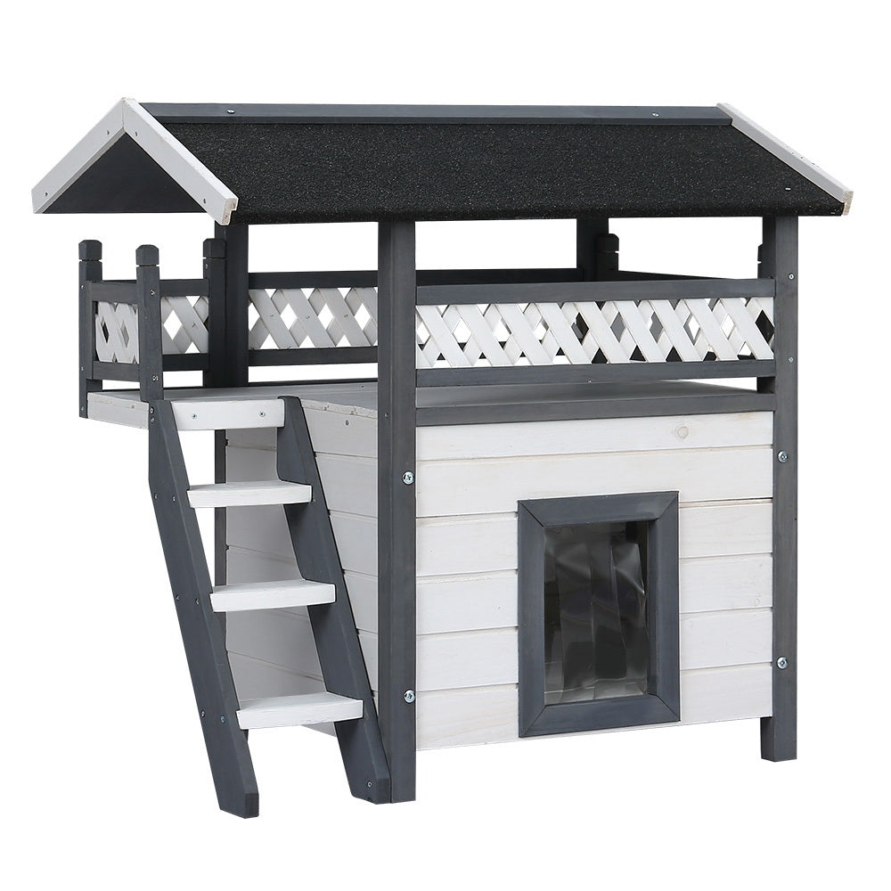 I.Pet Outdoor Cat House Shelter 77Cm X 50Cm X 73Cm Rabbit Hutch Wooden Condo Small Outdoor Cat House Small Animal Cages & Hutches