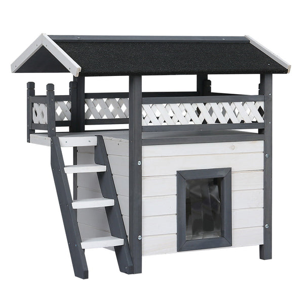 I.Pet Outdoor Cat House Shelter 77Cm X 50Cm X 73Cm Rabbit Hutch Wooden Condo Small Outdoor Cat House Small Animal Cages & Hutches