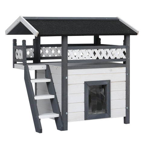 I.Pet Outdoor Cat House Shelter 77Cm X 50Cm X 73Cm Rabbit Hutch Wooden Condo Small Outdoor Cat House Small Animal Cages & Hutches