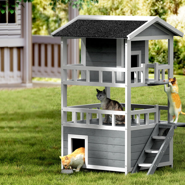 I.Pet Cat House Outdoor Shelter 72Cm X 127Cm Rabbit Hutch Condo Small Dog Houses Enclosure Cat Houses