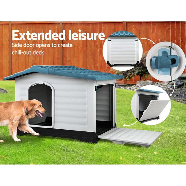 I.Pet Dog Kennel House Extra Large Outdoor Plastic Puppy Pet Cabin Shelter Xl Blue Dog Kennels
