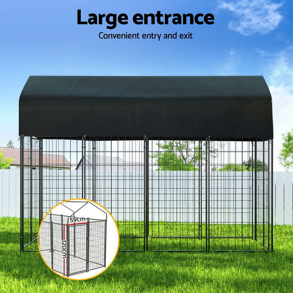 I.Pet Dog Kennel Extra Large House Outdoor Playpen Pet Puppy Metal Backyard Dog Kennels