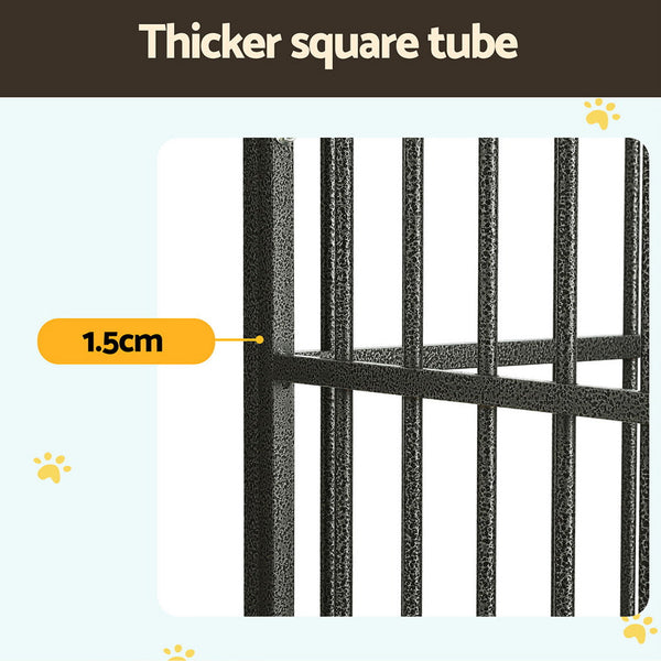 I.Pet Dog Cage Crate Large Puppy Cat Anti Bite Kennel Wheels W/Tray Metal Dog Cages