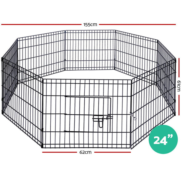 I.Pet 24" 8 Panel Dog Playpen Fence Exercise Cage Enclosure Pen Fences & Pens