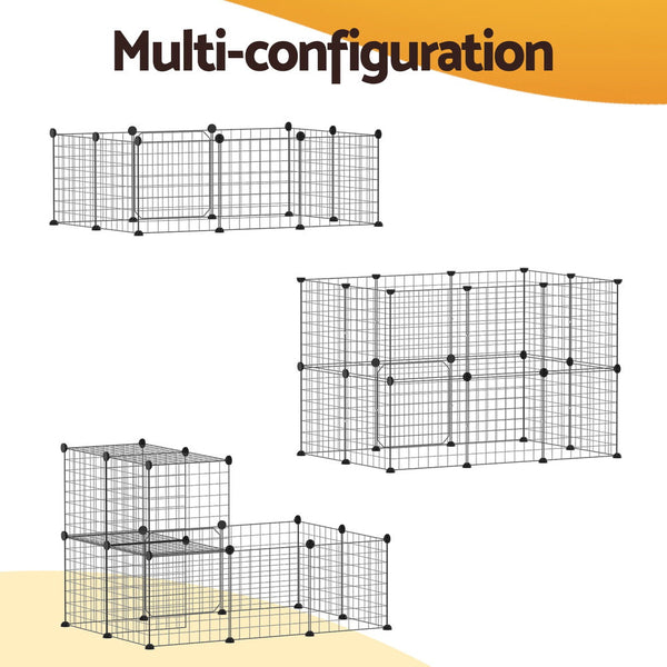 I.Pet Dog Playpen Enclosure Cage 20 Panel Puppy Fence Pen Foldable Metal Fences & Pens