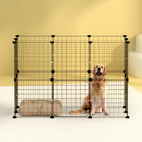 I.Pet Dog Playpen Enclosure Cage 20 Panel Puppy Fence Pen Foldable Metal Fences & Pens