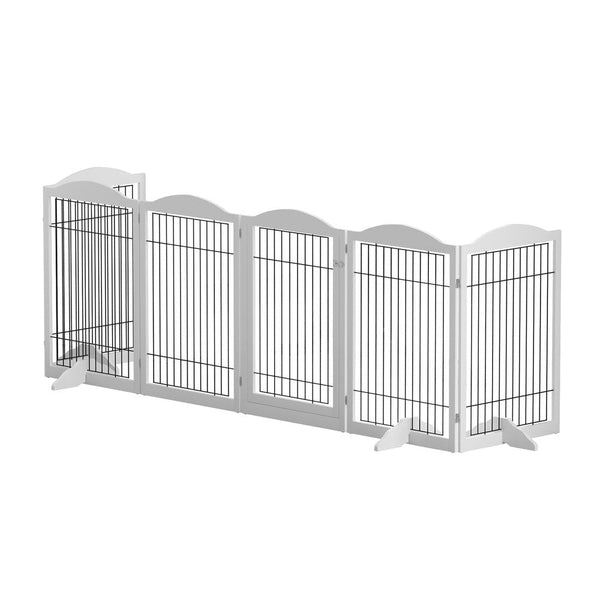 I.Pet Dog Playpen Enclosure 6 Panel Fence Wooden Pen Fences & Pens