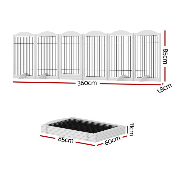 I.Pet Dog Playpen Enclosure 6 Panel Fence Wooden Pen Fences & Pens