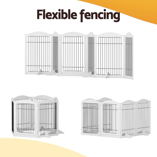 I.Pet Dog Playpen Enclosure 6 Panel Fence Wooden Pen Fences & Pens