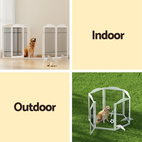 I.Pet Dog Playpen Enclosure 6 Panel Fence Wooden Pen Fences & Pens