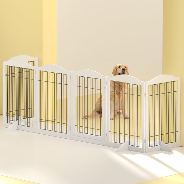 I.Pet Dog Playpen Enclosure 6 Panel Fence Wooden Pen Fences & Pens