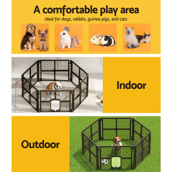 I.Pet Dog Playpen Enclosure 6 Panel Fence Plastic Pen Fences & Pens