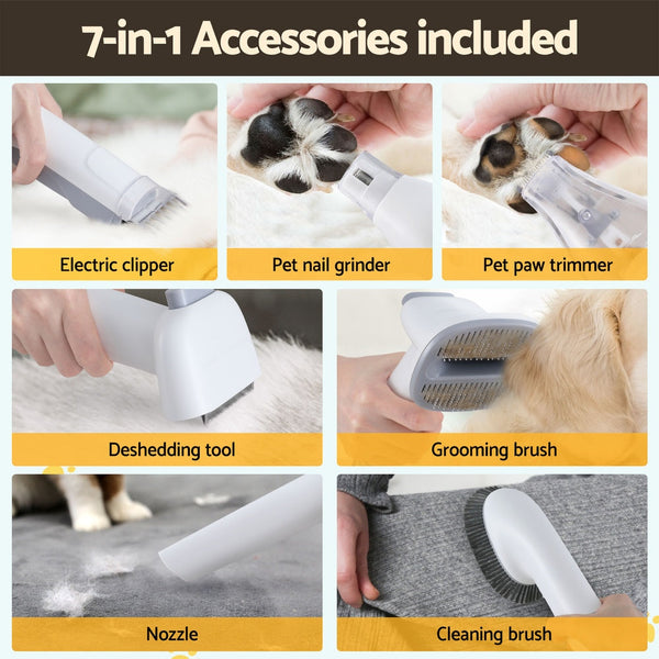 I.Pet Grooming Kit Vacuum Dog Cat Hair Dryer Remover Clipper Brushes Cleaning Dog Grooming