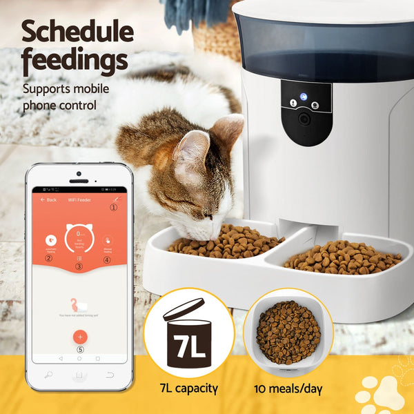 I.Pet Automatic Feeder Dog Cat Camera Wifi Smart Food Dispenser Timer 7L App Dog Automatic Feeders
