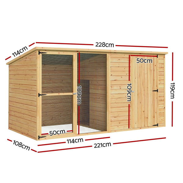 I.Pet Dog Kennel Extra Large 2.28M Wooden House Bed Outdoor Pet Puppy Cabin Log Dog Kennels