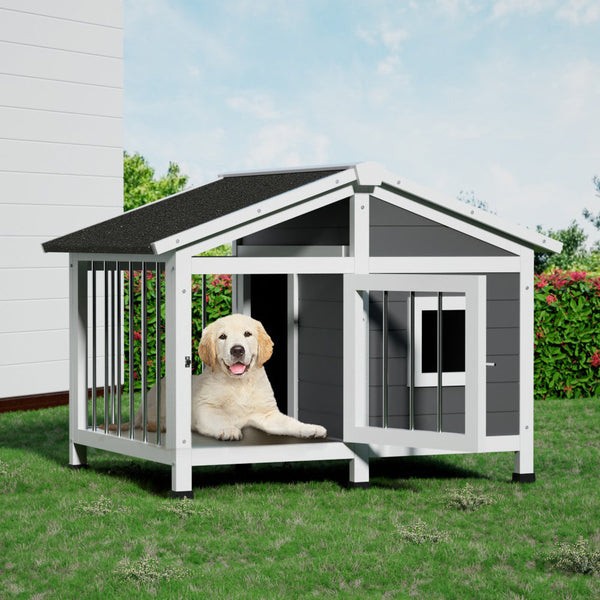 I.Pet Dog Kennel House Large Wooden Outdoor Kennels Indoor Puppy Cabin Home Dog Kennels