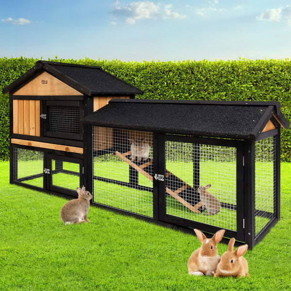 I.Pet Chicken Coop Rabbit Hutch 165Cm X 43Cm 86Cm Large Run House Cage Wooden Outdoor Small Animal Cages & Hutches