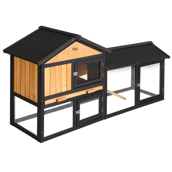 I.Pet Chicken Coop Rabbit Hutch 165Cm X 43Cm 86Cm Large Run House Cage Wooden Outdoor Small Animal Cages & Hutches