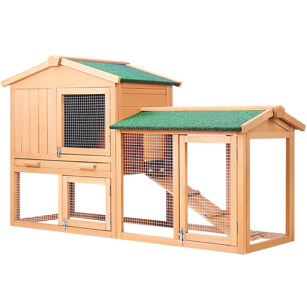 I.Pet Chicken Coop Rabbit Hutch 138Cm X 44Cm 85Cm Large House Run Cage Wooden Outdoor Small Animal Cages & Hutches