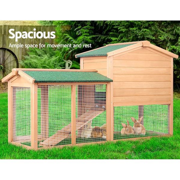 I.Pet Chicken Coop Rabbit Hutch 138Cm X 44Cm 85Cm Large House Run Cage Wooden Outdoor Small Animal Cages & Hutches