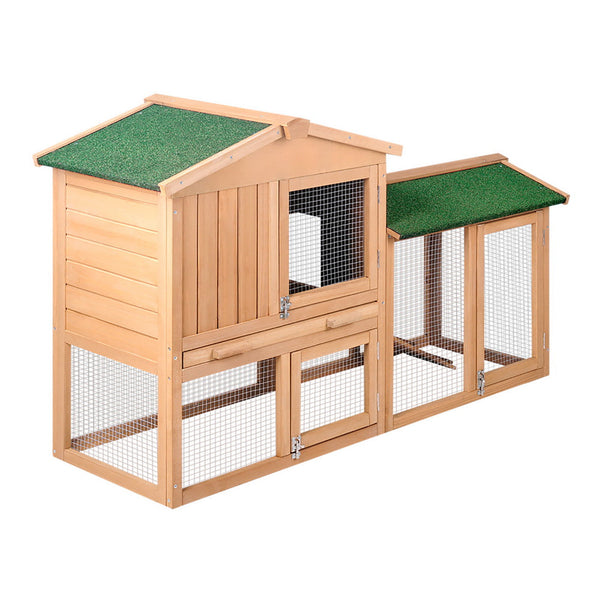 I.Pet Chicken Coop Rabbit Hutch 138Cm X 44Cm 85Cm Large House Run Cage Wooden Outdoor Small Animal Cages & Hutches
