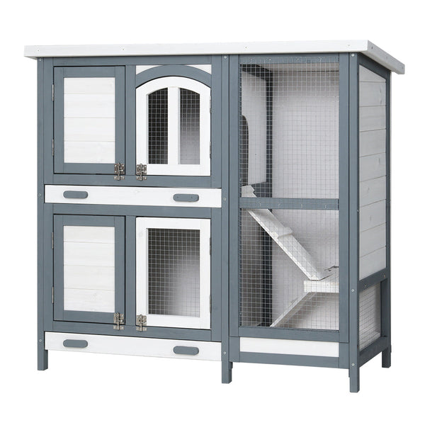 I.Pet Rabbit Hutch Chicken Coop 98Cm X 45Cm 92Cm Large Wooden House Run Cage Outdoor Small Animal Cages & Hutches