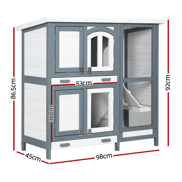I.Pet Rabbit Hutch Chicken Coop 98Cm X 45Cm 92Cm Large Wooden House Run Cage Outdoor Small Animal Cages & Hutches