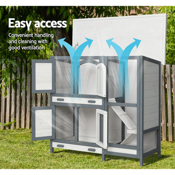 I.Pet Rabbit Hutch Chicken Coop 98Cm X 45Cm 92Cm Large Wooden House Run Cage Outdoor Small Animal Cages & Hutches